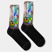 SlipperyJoe's Mardi Gras Männer lila goldgrüner Ba Socken (Rechts)
