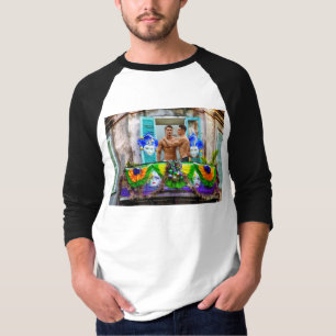 SlipperyJoe's Mardi Gras Männer lila goldgrüner Ba T-Shirt