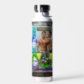 SlipperyJoe's Mardi Gras Männer lila goldgrüner Ba Trinkflasche (Links)