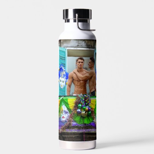 SlipperyJoe's Mardi Gras Männer lila goldgrüner Ba Trinkflasche (Links)