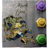 SlipperyJoe's Mardi Gras Mask lila goldgrünes Bl Duschvorhang (Vorderseite)