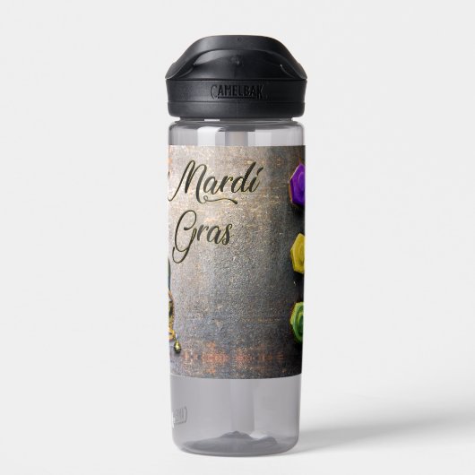 SlipperyJoe's Mardi Gras Mask lila goldgrünes Bl Trinkflasche (Rückseite)