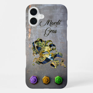 SlipperyJoe's Mardi Gras-Maskerade-Maske lila ja iPhone 16 Plus Hülle