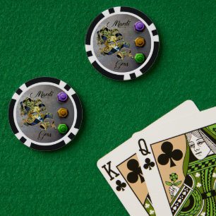 SlipperyJoe's Mardi Gras-Maskerade-Maske lila ja Pokerchips