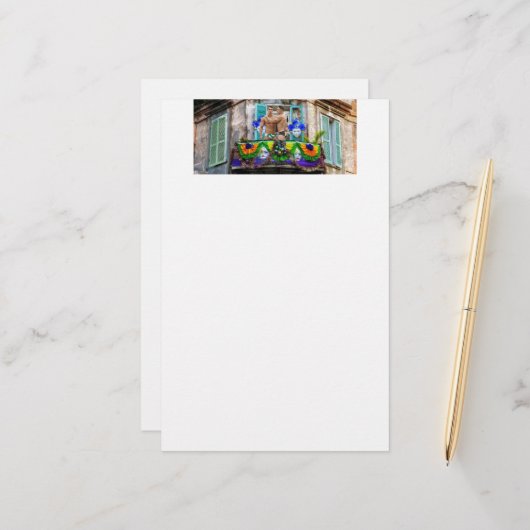 SlipperyJoe's Mardi Gras maskiert Perlendekoration Briefpapier (Vorderseite/Rückseite Beispiel)