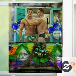 SlipperyJoe's Mardi Gras maskiert Perlendekoration Fensteraufkleber