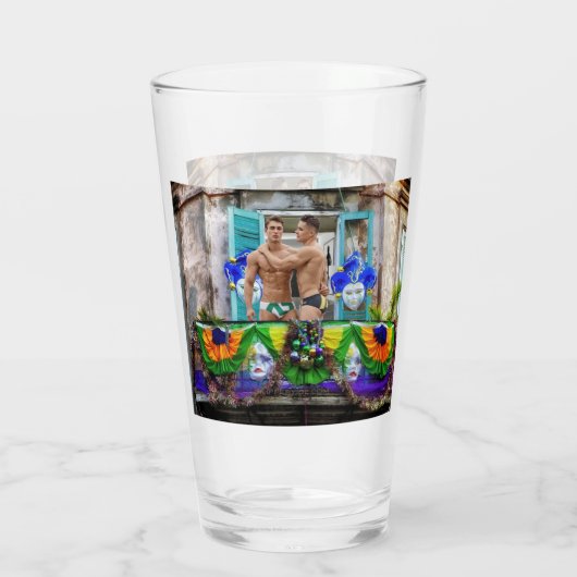 SlipperyJoe's Mardi Gras maskiert Perlendekoration Glas (Rückseite)