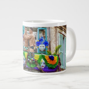 SlipperyJoe's Mardi Gras maskiert Perlendekoration Jumbo-Tasse
