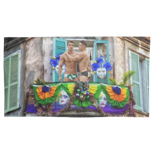 SlipperyJoe's Mardi Gras maskiert Perlendekoration Kissenbezug (Vorderseite)