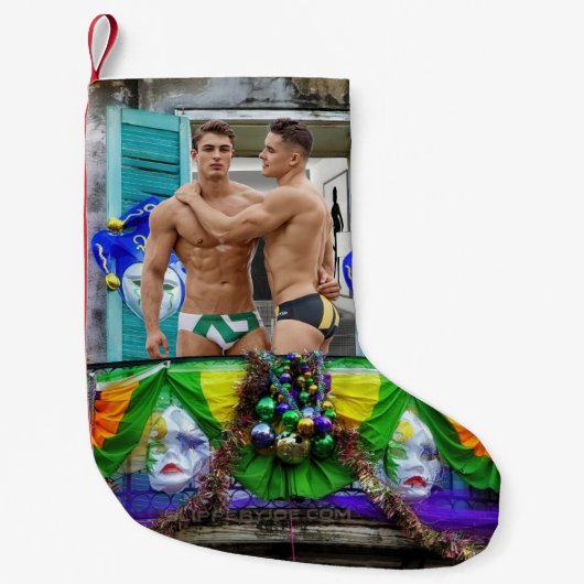 SlipperyJoe's Mardi Gras maskiert Perlendekoration Kleiner Weihnachtsstrumpf (Vorderseite)