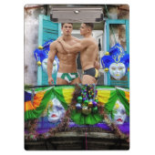 SlipperyJoe's Mardi Gras maskiert Perlendekoration Klemmbrett (Vorderseite)