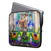 SlipperyJoe's Mardi Gras maskiert Perlendekoration Laptopschutzhülle (Vorderseite Links)