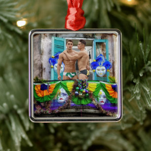 SlipperyJoe's Mardi Gras maskiert Perlendekoration Ornament Aus Metall