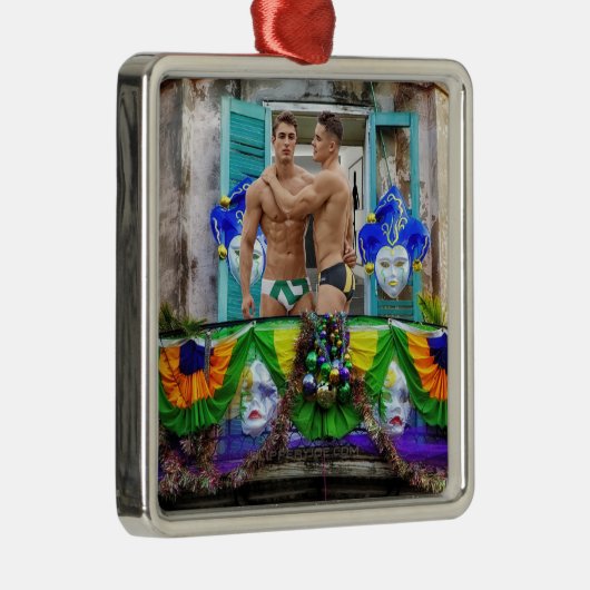 SlipperyJoe's Mardi Gras maskiert Perlendekoration Ornament Aus Metall (Rechts)