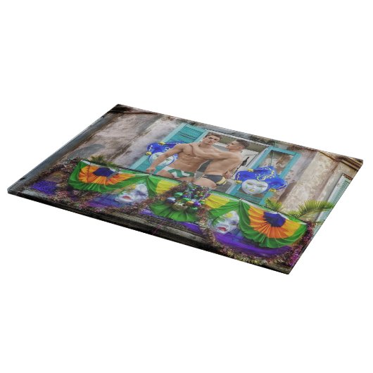 SlipperyJoe's Mardi Gras maskiert Perlendekoration Schneidebrett (Ecke)