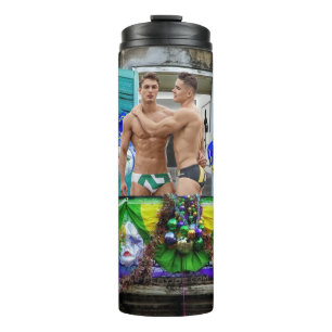 SlipperyJoe's Mardi Gras maskiert Perlendekoration Thermosbecher
