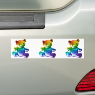 SlipperyJoe's Metall-Teddybär Regenbogen stolz Cel Autoaufkleber