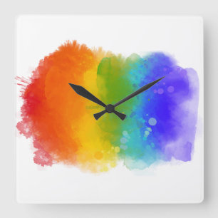 SlipperyJoe's moderne Pride-Splatter-Energie und - Quadratische Wanduhr