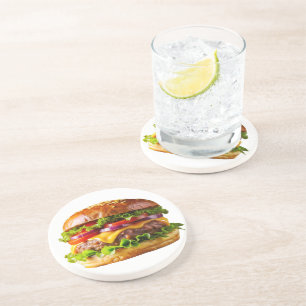 SlipperyJoes mundwässernder Cheeseburger knusprig  Getränkeuntersetzer