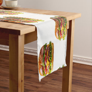 SlipperyJoes mundwässernder Cheeseburger knusprig Kurzer Tischläufer