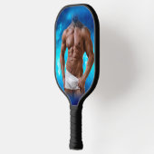SlipperyJoe's muskulöse, bärtige, weiße Unterwäsch Pickleball Schläger (Links)