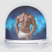 SlipperyJoe's muskulöse, bärtige, weiße Unterwäsch Schneekugeln (Rückseite)