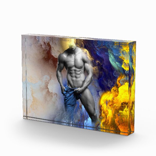 SlipperyJoe's muskulöse Mann-Physik-Dampf-Shirtle Fotoblock (Rechts)