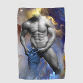 SlipperyJoe's muskulöse Mann-Physik-Dampf-Shirtle Golfhandtuch (Vorderseite)