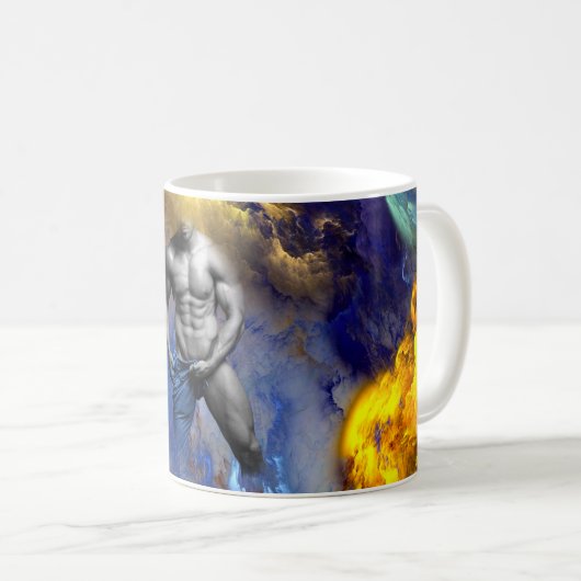 SlipperyJoe's muskulöse Mann-Physik-Dampf-Shirtle Kaffeetasse (VorderseiteRechts)