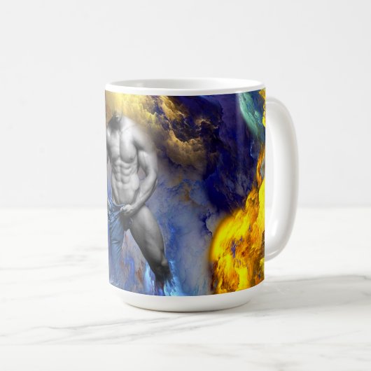 SlipperyJoe's muskulöse Mann-Physik-Dampf-Shirtle Kaffeetasse (VorderseiteRechts)