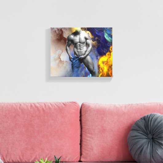 SlipperyJoe's muskulöse Mann-Physik-Dampf-Shirtle Leinwanddruck (Insitu (Wohnzimmer))