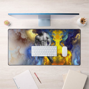 SlipperyJoe's muskulöse Mann-Physik-Dampf-Shirtle Schreibtischunterlage