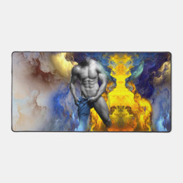 SlipperyJoe's muskulöse Mann-Physik-Dampf-Shirtle Schreibtischunterlage