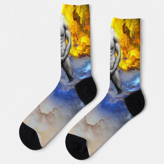 SlipperyJoe's muskulöse Mann-Physik-Dampf-Shirtle Socken (Linkes Detail)