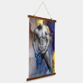 SlipperyJoe's muskulöse Mann-Physik-Dampf-Shirtle Wandteppich Mit Holzrahmen (Gewinkelt)