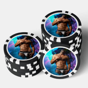 SlipperyJoe's muskulöse Männerunterwäsche Beule ko Pokerchips
