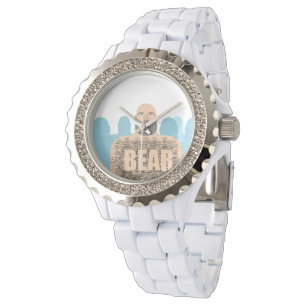 SlipperyJoe's muskulöser kahler Bärenmann stilisie Armbanduhr