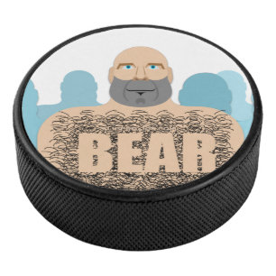 SlipperyJoe's muskulöser kahler Bärenmann stilisie Eishockey Puck