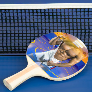 SlipperyJoe's muskulöser Mann Bauchspeck Sechserpa Tischtennis Schläger