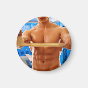 SlipperyJoe's muskulöser Mann shirtlos 6-Pack Gym Magnet