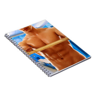 SlipperyJoe's muskulöser Mann shirtlos 6-Pack Gymn Notizblock