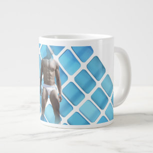 SlipperyJoe's muskulöser Mann Six-Pack-Bauch weiße Jumbo-Tasse