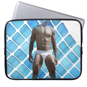 SlipperyJoe's muskulöser Mann Six-Pack Bauch weiße Laptopschutzhülle