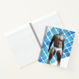 SlipperyJoe's muskulöser Mann Six-Pack Bauch weiße Notizblock