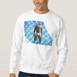 SlipperyJoe's muskulöser Mann Six-Pack-Bauch weiße Sweatshirt