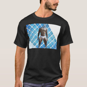SlipperyJoe's muskulöser Mann Six-Pack-Bauch weiße T-Shirt