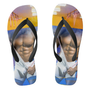 SlipperyJoe's muskulöser Mann Wölbung Sechs-Pack F Badesandalen