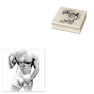 SlipperyJoe's muskulöser Mann Wölbung Sechs-Pack G Gummistempel