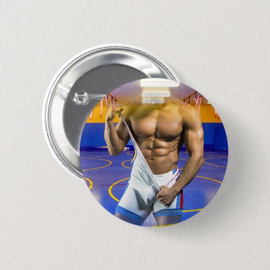 SlipperyJoe's muskulöser Mann wütet Sechserpack-Gy Button (Vorne & Hinten)