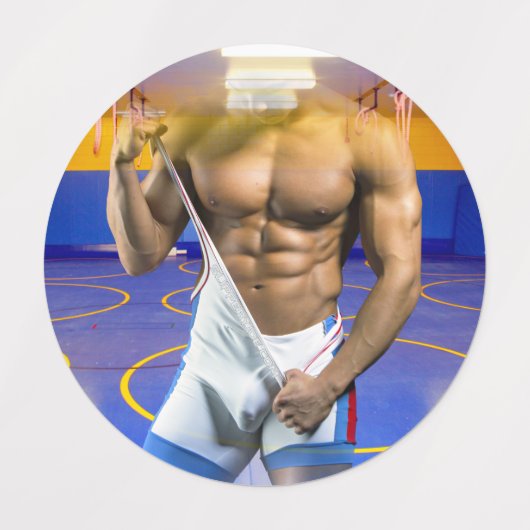 SlipperyJoe's muskulöser Mann wütet Sechserpack-Gy Etiketten (Design 1)